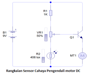 Rangkaian sensor cahaya pengendali motor DC